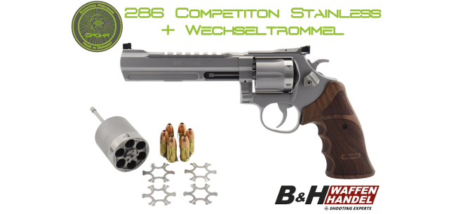 Spohr 286 Competition Stainless mit Wechseltrommel 9mm Luger B&H Exklusiv Revolver