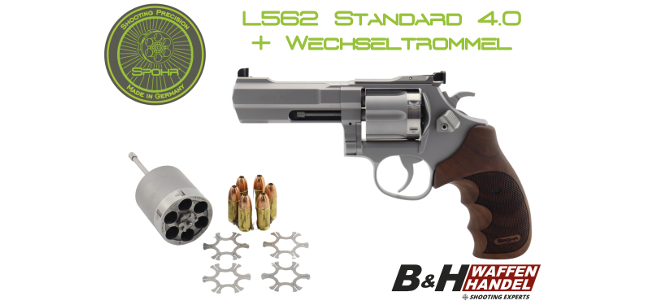 Spohr 4 Zoll Revolver L562 Standard 4.0 stainless mit Wechseltrommel 9x19