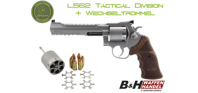 Spohr L562 Tactical Division Revolver 6 Zoll Stainless mit Wechseltrommel 9mm Para