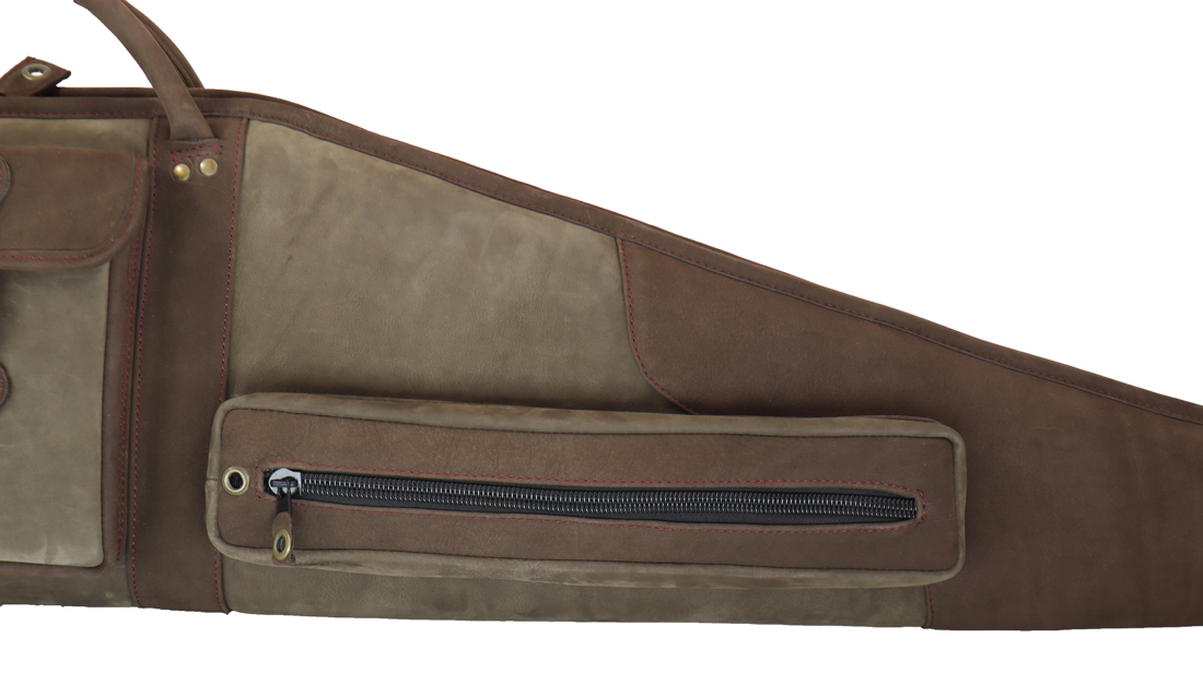 Leder Futteral 130cm in grün, handgenäht