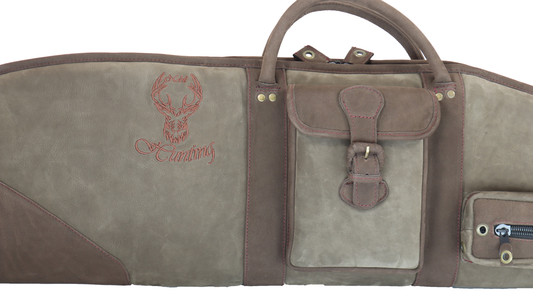 Leder Futteral 130cm in grün, handgenäht